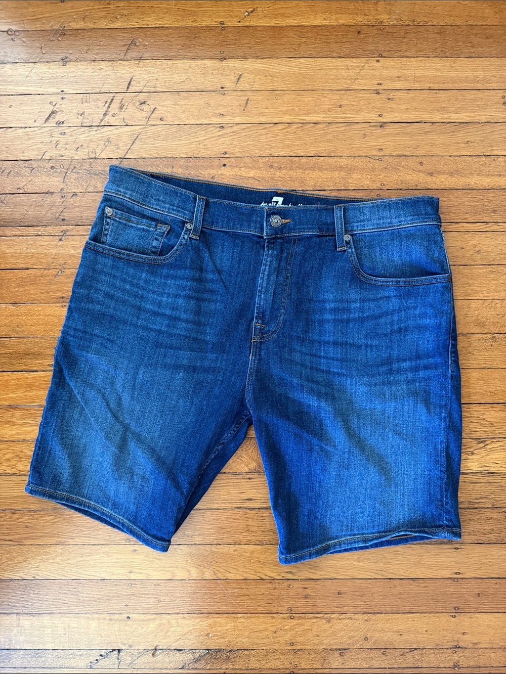 7 For All Mankind Men's Dark Blue Denim Shorts